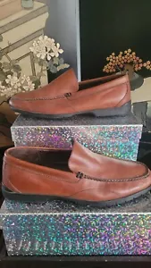 RJ Colt Men's shoes brown leather moc toe loafers slip on casual sz US 11 - Picture 1 of 6
