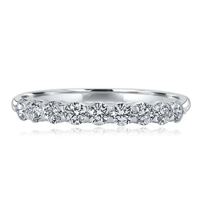 0.50 Carat Lab Grown Diamond Wedding Band 14k White Gold (9 Stones) - Image 1 of 4