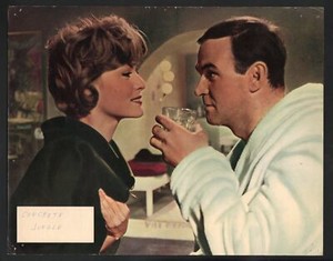 Concrete Jungle Lobby Card-Stanley Baker and Margit Saad drinking.