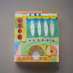 ABSTRACT painting LISTED ARTIST  modernist Dr. Benjamin Gross 26" x 30" - Picture 1 of 7