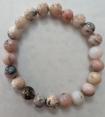 Pulsera Ópalo Rosa, para Crecimiento Espiritual, Cristal Cuentas 8mm Foto 1 de 2