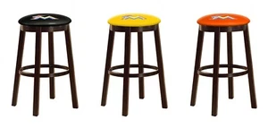 MLB Bar Stool 24" or 28" Espresso Wood w/Colored Vinyl Baseball Team Logo Swivel - Picture 1 of 34