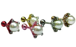 Girls Pearl Earrings, Ear Studs, Fine Earrings, Pair in Multiple Colours - Picture 1 of 11