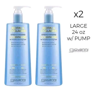2 Giovanni Strengthening Conditioner Biotin & Collagen 24oz Pump Hyaluronic Acid - Picture 1 of 12