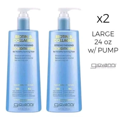 2 Giovanni Acondicionador Fortalecedor Biotina y Colágeno 24oz Bomba Ácido Hialurónico Foto 1 de 4