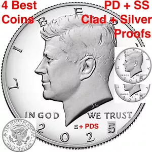 2025 PDSS Kennedy Half Dollar 2xBiz Strike+ Clad Silver Proof P D S S JFK - Picture 1 of 21