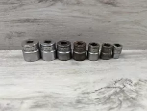 Vintage Snap On 7 Pc. 3/8” Dr. SAE 12 Pt. Socket Set 3/8” to 7/8" made in USA - Picture 1 of 10