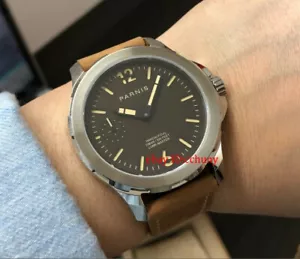 44mm esfera café parnis marcas naranjas cristal zafiro 6497 mano cuerda reloj para hombre - Imagen 1 de 6