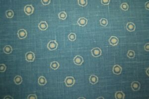 Almost 1 Yard White Blue White Dots on Sky Blue Stiff Upholstery Fabric 24"X 44"