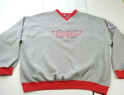 St Louis Cardinals CSA Mens Vintage V Neck Gray Sweater Size XL Cover