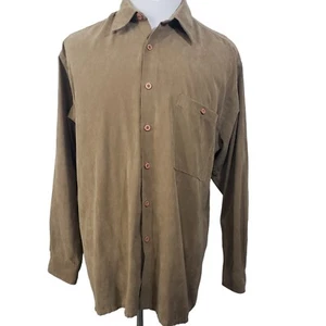 Pierre Cardin Casual Shirt Mens Size Large Solid Brown Sueded Long Sleeve Pocket - Picture 1 of 9
