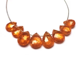 MANDARIN GARNET TINY FACETED PEAR BRIOLETTE 8! BEADS 465N 3.8x2x1mm to 5.5x4x2mm - Picture 1 of 1
