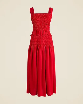 Vestido J Crew Midi Calado Nuevo con Etiquetas Mediano Current Seaon Maxi Viscosa Rojo Rubí Foto 1 de 3