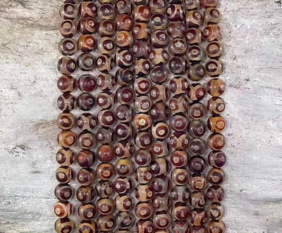 Dzi Agate, Tibetan Agate or Etched Agate Matte, Round 8mm, (Brown Eye Design) - Image 1 of 2