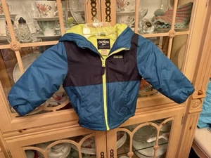 OshKosh blaue Jacke mit Neon-Highlights Jungen Kleinkind Größe 2T Kinder Reißverschlusstasche - Bild 1 von 3