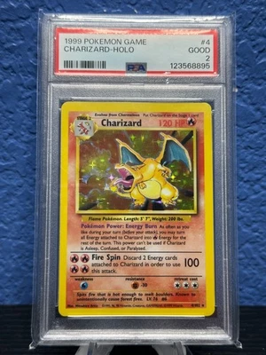 1999 POKEMON BASE SET UNLIMITED #4 CHARIZARD-HOLO PSA 2 - Image 1 of 2