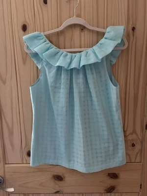 Nuevo con etiquetas - Top de algodón sin mangas con volantes Trina Turk 'Twin Falls', azul cielo - mediano Foto 1 de 4