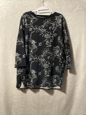 Croft & Barrow Mujer Blanco y Negro Floral Túnica Top Talla L Foto 1 de 4
