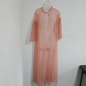 Accappatoio sexy vintage Peignoir lungo trasparente chiffon ciquette romantico taglia small nonnacore - Foto 1 di 10
