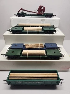 Triang Railways Carriages 1x Crane 4x TR1371, 1x TR3576 Gondola with Timber Load - Picture 1 of 13