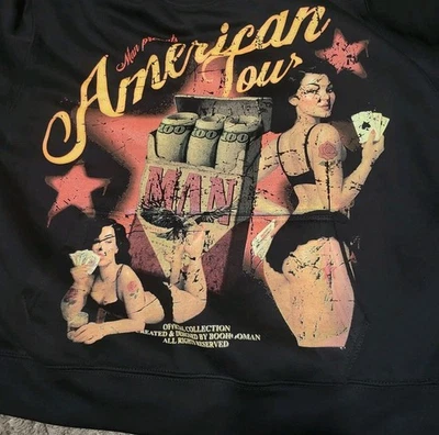  Sudadera con Capucha Gráfica Boohooman Marca Negra Grande Boxy American Tour Talla S Nueva Foto 1 de 4