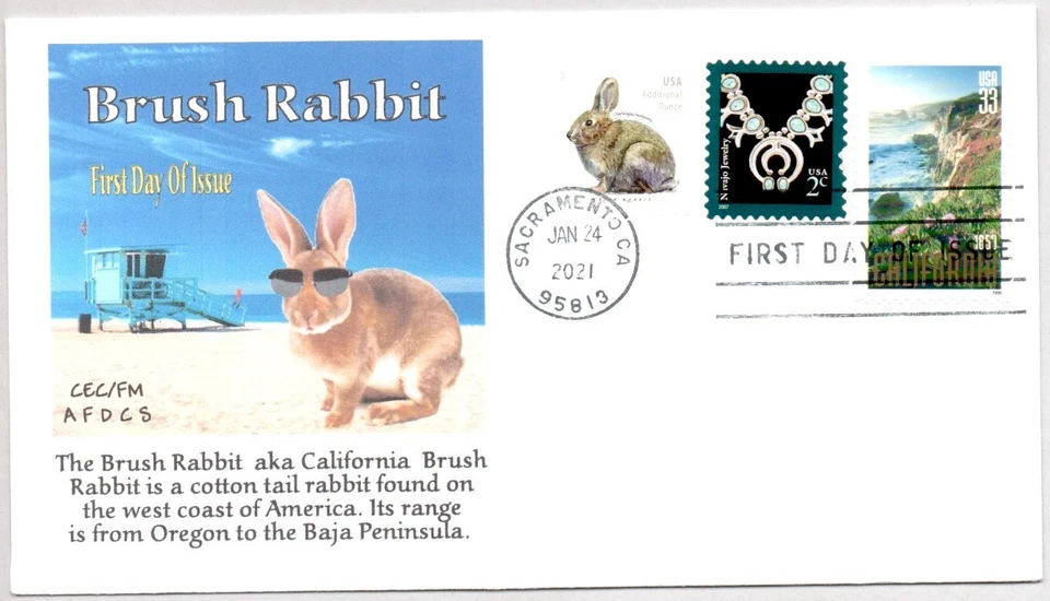 #5544 CALIFORNIA BRUSH RABBIT STAMP FIRST DAY OF ISSUE FDC, COTTON TAIL - Image 1 of 1