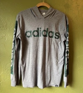 Adidas Long Sleeve Hoodie Youth Large 14/16 Gray Spell Out Logo EUC - Picture 1 of 4