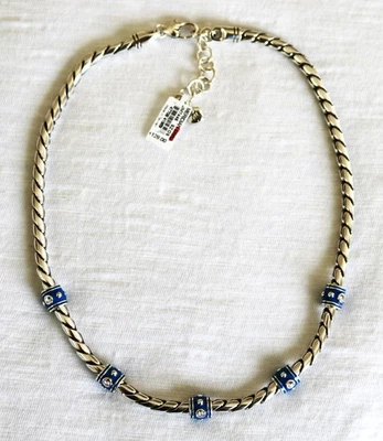 Brighton Raro MERIDIAN SIERRA NUEVO CON ETIQUETAS $128 Audaz Collar de Eslabones de Cristal Azul y Plata Foto 1 de 4