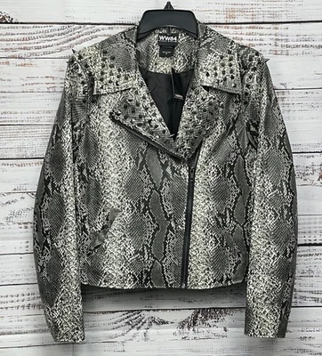 Torrid Wonder Woman 1984 Jacket Womens 12 Large Snakeskin Faux Leather Studs NEW - Image 1 of 4