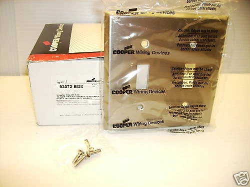 50pk Cooper Stainless Steel 2-gang Toggle Switch Cover Wallplate 93072