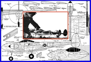 Model Airplane Plans (UC): P-38 Profile Lightning 39" for twins by Paul Palanek - Picture 1 of 2