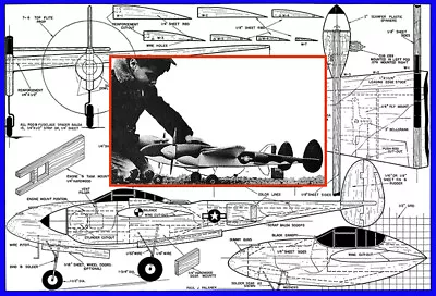 Model Airplane Plans (UC): P-38 Profile Lightning 39" for twins by Paul Palanek - Image 1 of 2