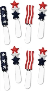 8 Piece Spreader Set American Flag USA Cheese Butter Red White Blue Resin 5" NEW - Picture 1 of 5