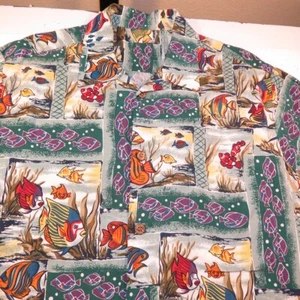 HAWAII ALOHA TROPICAL FISH BAHAMA HAWAIIAN SHIRT Mens XXL Colorful  - Picture 1 of 3