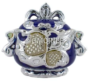 SOPERA AZUL DE YEMAYA CON BUJOS PLATEADOS AZUL PLATA TUREEN SOPERAS 08108BL - Imagen 1 de 1