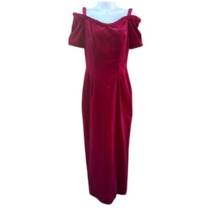 Vintage Old Hollywood Glamour Romantic Gothic Velvet Off Shoulder Formal Dress 4 - Picture 1 of 10
