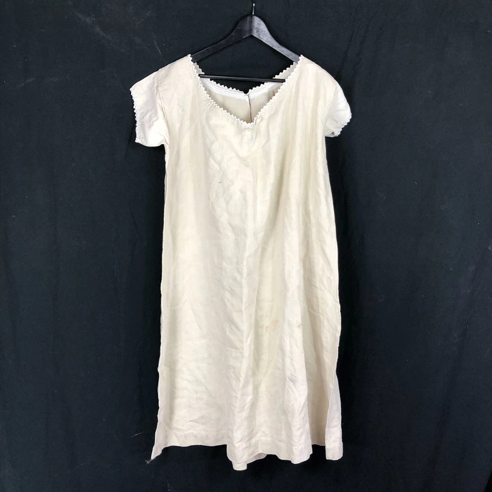 1900 Vintage French Pure Linen Nightgown Large Size - Image 1 of 4