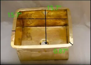 15,7” x 15,7” x 7,87” Brass Kitchen Sink with the tap and pop up - Picture 1 of 6