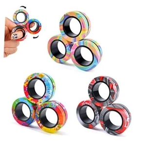 9Pcs Magnetic Rings Fidget Toy Set, ADHD Anxiety Magnetic Multicolored-9Pcs-A - Picture 1 of 7