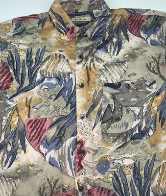 Summa Silk Floral Shirt Medium Short Sleeve Hawaiian Button Down - Image 1 of 4