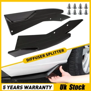 2X Universal Splitter Rear Spats Bumper Splitter Diffuser Canard Spoiler Black - Picture 1 of 13
