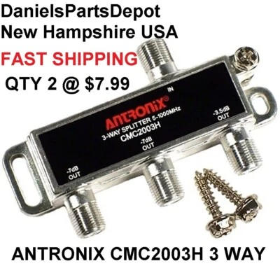 X2 Antronix CMC2003H 3 WAY F TYPE RF RG6 SIGNAL SPLITTER COAX CABLE CATV SATV - Image 1 of 4