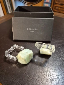 RARO ANELLO TOVAGLIOLO ANNA NEW YORK di RABLABS ARDANA set di 2 ACQUAMARINA nuovo con scatola - Foto 1 di 5