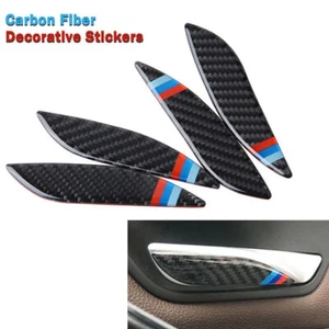 4PCS/1Set Carbon Fiber Interior Door Handle Stickers Cover Trim For BMW F30 F34 - Picture 1 of 7