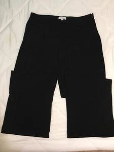 Calvin Klein Black Dress Wide Leg Pants Polyester Rayon Stretch Side Zip Sz Med - Picture 1 of 8