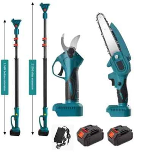 KIT POTATURA MOTOSEGA 6" E FORBICE CESOIA 2 BATTERIE 48V E ASTA TELESCOPICA 2,5M - Foto 1 di 12