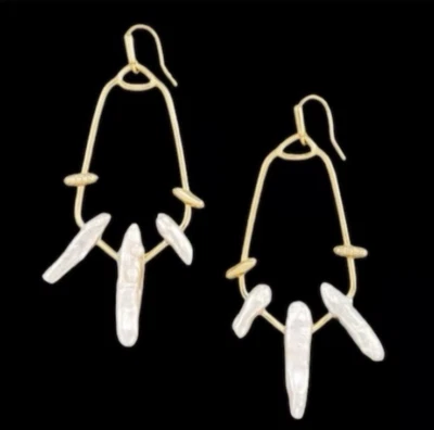 Pendientes Kendra Scott Eileen oro llamativo en perla blanca nuevos con etiquetas venta al por menor $125 Foto 1 de 4