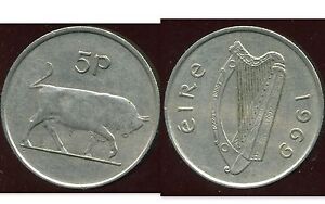 IRELANDE  IRLANDE  5 pence 1969   ( etat )