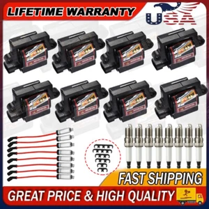 8 Square Ignition Coil + Spark Plug Wire For Chevy GMC 4.8L/5.3L/6.0L/8.1L UF271 - Picture 1 of 14