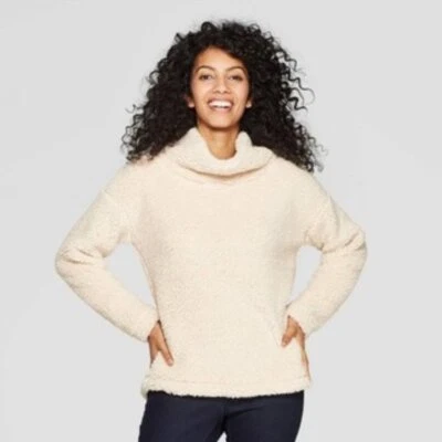 Suéter Pullover Sherpa Cuello Capucha SUPER SUAVE, Crema Foto 1 de 4